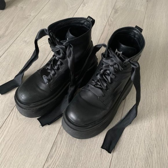 Naked Wolfe Saturn Black Leather Boots Size 9 - Picture 1 of 4